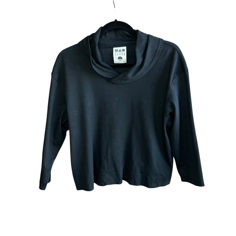 Max Studio Basic Black Hoodie Casual Long Sleeve Athleisure Top Size 1 Small